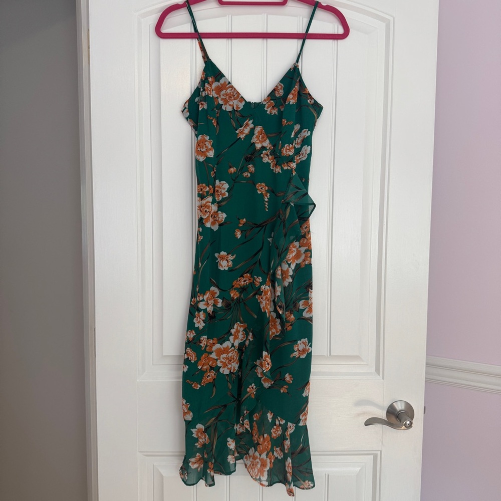 REVOLVE Bardot Malika Green Floral Midi Dress